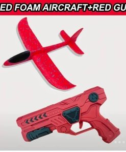 Red Aeroplane Foam Glider With Gun Launcher