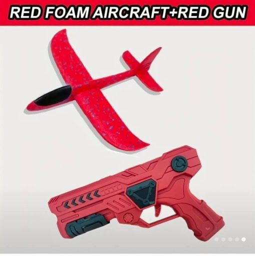 Red Aeroplane Foam Glider With Gun Launcher