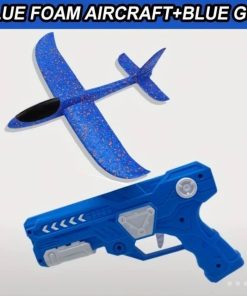 Blue Aeroplane Foam Glider With Gun Launcher