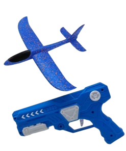 Blue Aeroplane Foam Glider With Gun Launcher