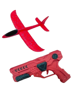 Red Aeroplane Foam Glider With Gun Launcher
